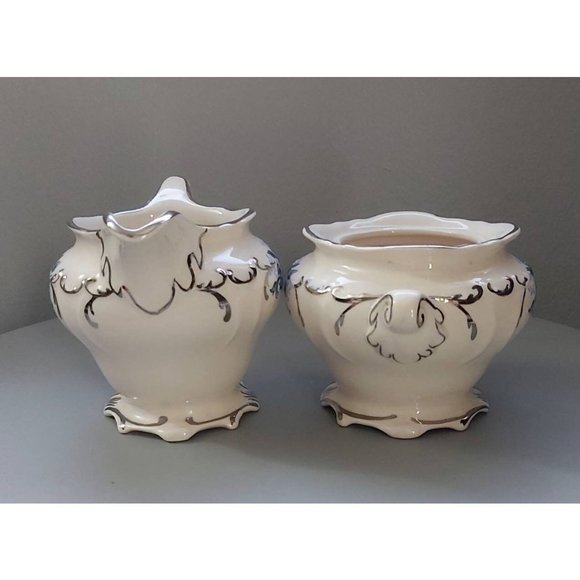 Vintage Victorian Style Sadler Cream and Sugar set, Made in England, White and S - Picture 2 of 9
